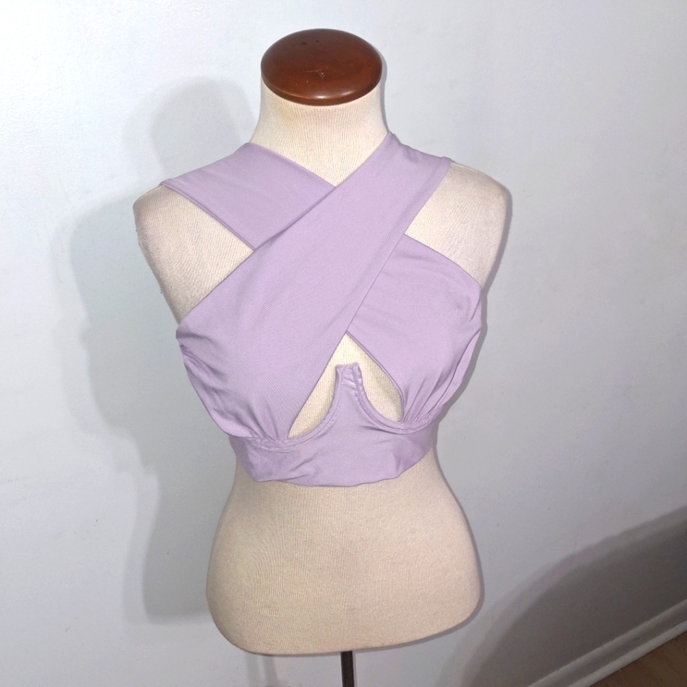 SHEIN Lilac Cross-Front Top- W Sz Small-4